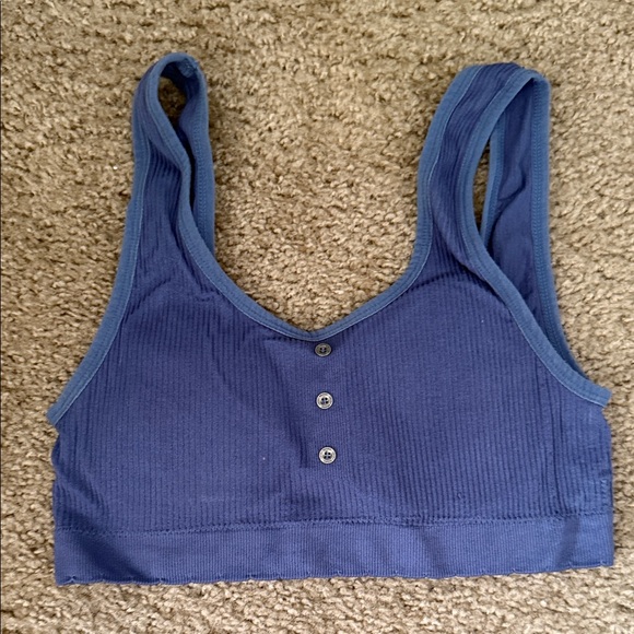 Blue Ribbed Sleep Bra - Picture 3 of 3